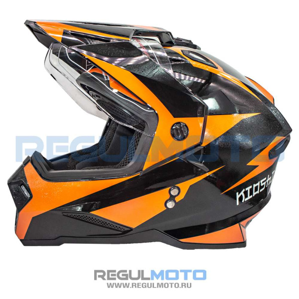 Шлем мото мотард KIOSHI (Киоши) Fighter 802 с очками чёрный/жёлтый (XL) | Мототека Шлем мото мотард KIOSHI (Киоши) Fighter 802 с очками чёрный/жёлтый (XL) | Мототека